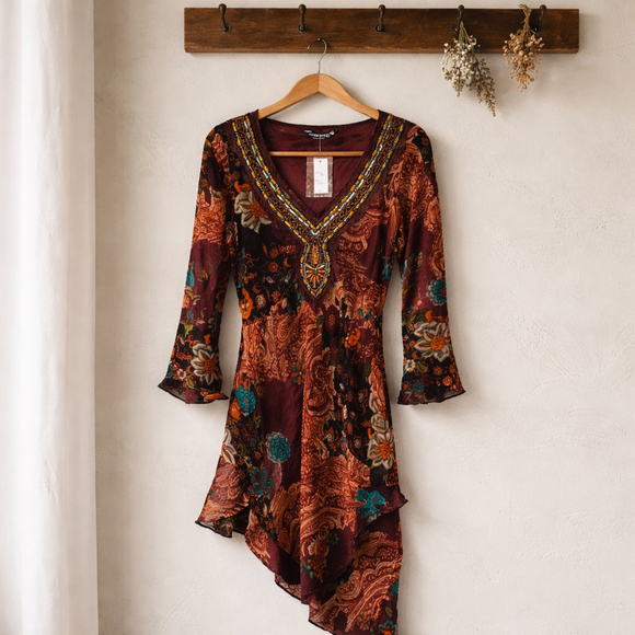 0167 NWT Chaudry kc bohemian style dress. Size Small - Picture 2 of 13